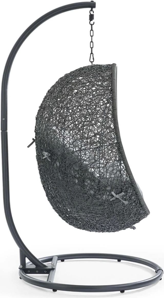 Alt view image 2 of 13 - Hide Outdoor Patio Sunbrella Swing Chair With Stand Gray Gray