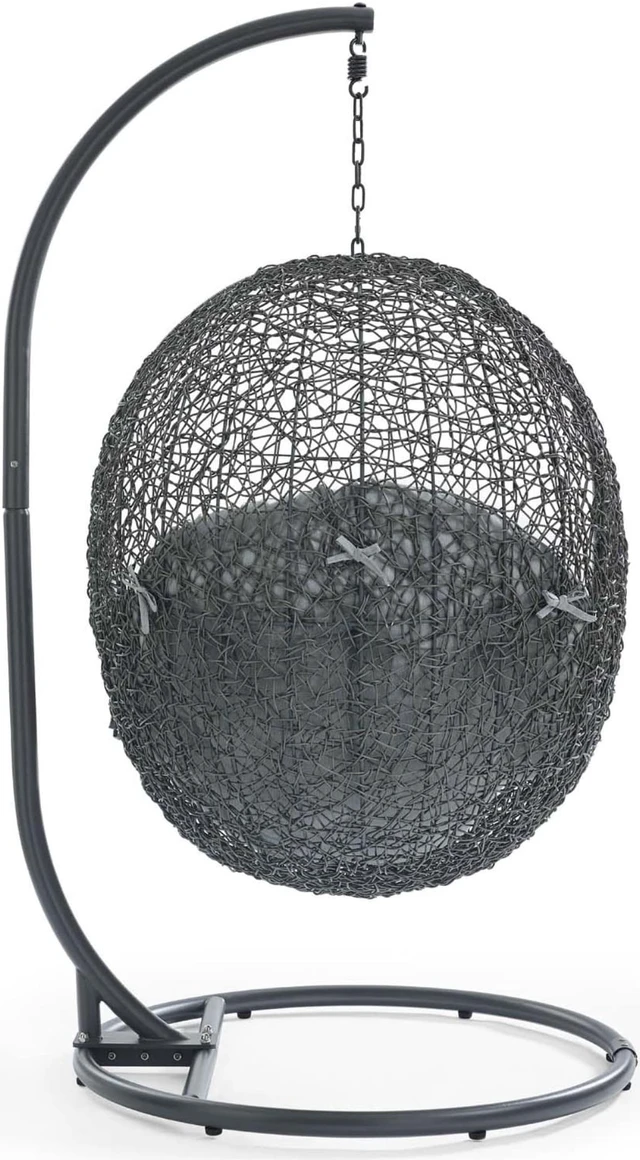 Alt view image 3 of 13 - Hide Outdoor Patio Sunbrella Swing Chair With Stand Gray Gray