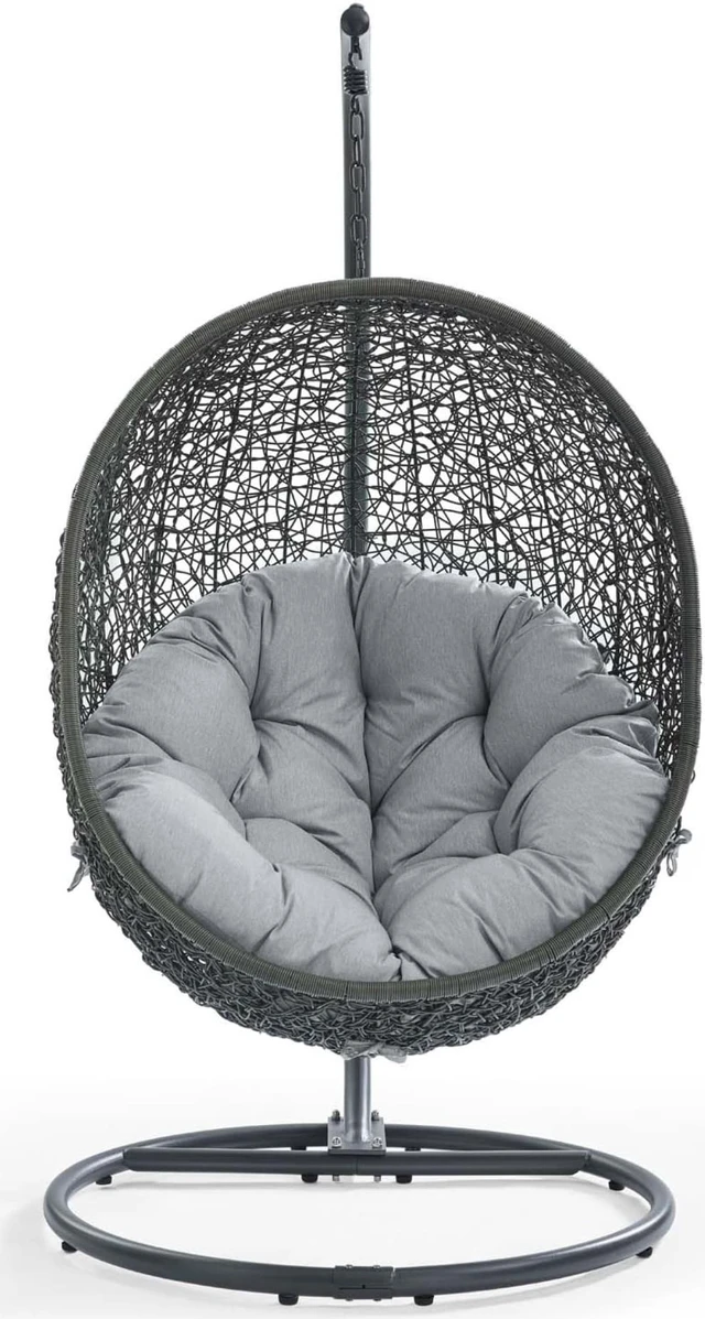Alt view image 4 of 13 - Hide Outdoor Patio Sunbrella Swing Chair With Stand Gray Gray