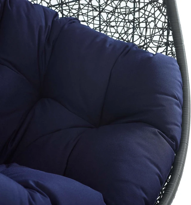 Alt view image 5 of 13 - Hide Outdoor Patio Sunbrella Swing Chair With Stand Gray Navy