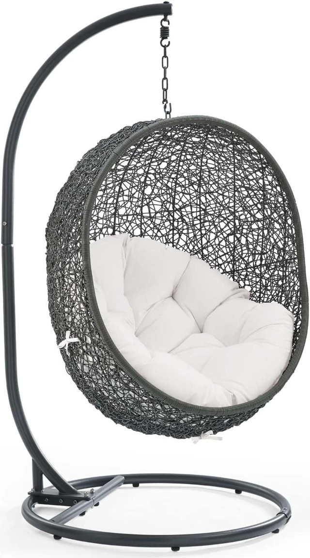 Main image of Hide Outdoor Patio Sunbrella Swing Chair With Stand Gray White