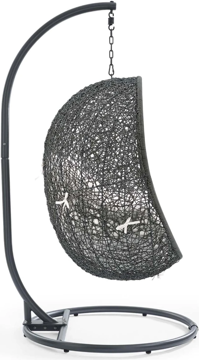 Alt view image 2 of 13 - Hide Outdoor Patio Sunbrella Swing Chair With Stand Gray White