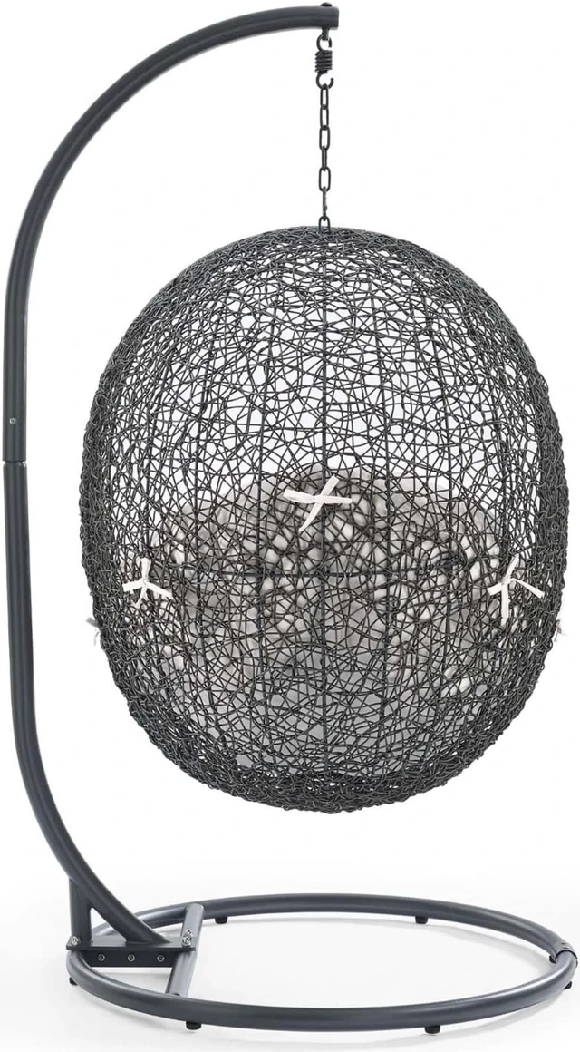 Alt view image 3 of 13 - Hide Outdoor Patio Sunbrella Swing Chair With Stand Gray White