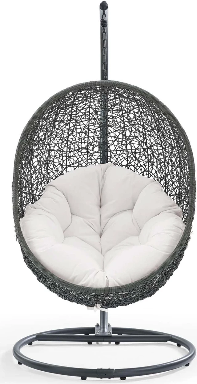 Alt view image 4 of 13 - Hide Outdoor Patio Sunbrella Swing Chair With Stand Gray White