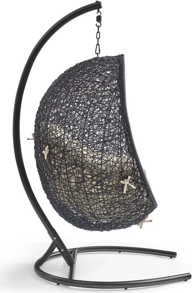 Alt view image 2 of 6 - Encase Sunbrella Swing Outdoor Patio Lounge Chair Black Beige