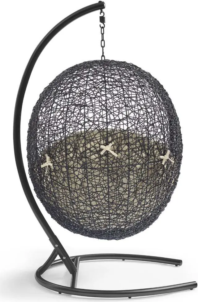 Alt view image 3 of 6 - Encase Sunbrella Swing Outdoor Patio Lounge Chair Black Beige