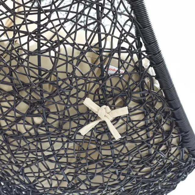 Alt view image 5 of 6 - Encase Sunbrella Swing Outdoor Patio Lounge Chair Black Beige