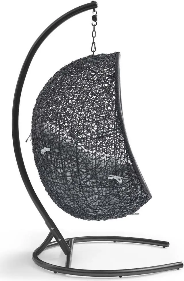 Alt view image 2 of 6 - Encase Sunbrella Swing Outdoor Patio Lounge Chair Black Gray