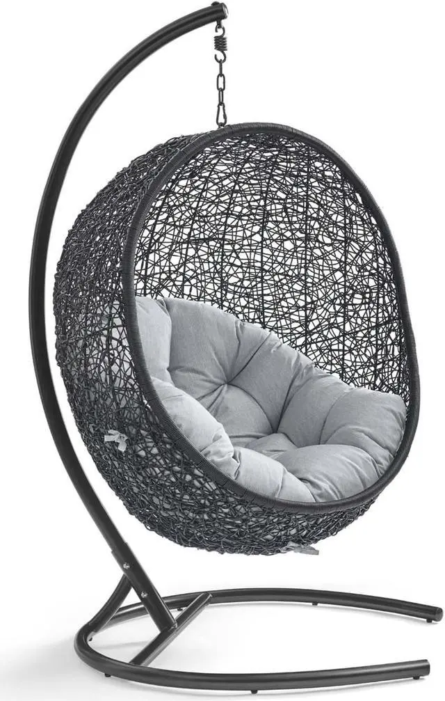 Main image of Encase Sunbrella Swing Outdoor Patio Lounge Chair Black Gray