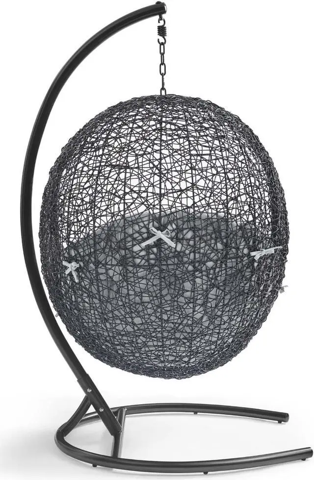 Alt view image 3 of 6 - Encase Sunbrella Swing Outdoor Patio Lounge Chair Black Gray