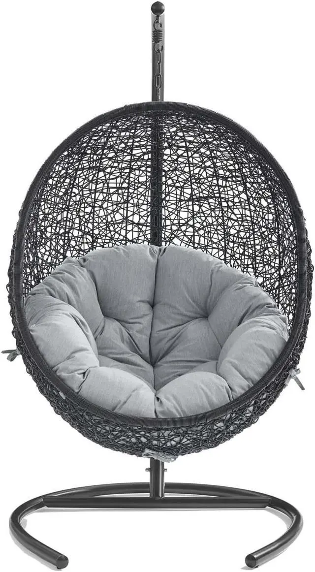 Alt view image 4 of 6 - Encase Sunbrella Swing Outdoor Patio Lounge Chair Black Gray