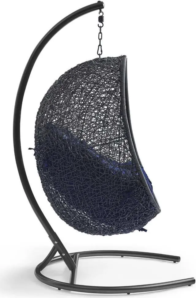Alt view image 2 of 6 - Encase Sunbrella Swing Outdoor Patio Lounge Chair Black Navy
