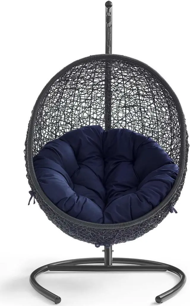 Alt view image 4 of 6 - Encase Sunbrella Swing Outdoor Patio Lounge Chair Black Navy