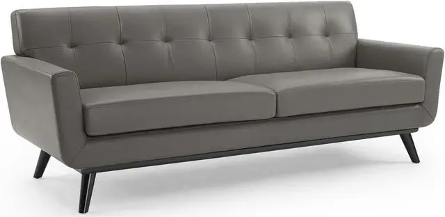 Main image of Engage Top-Grain Leather Living Room Lounge Sofa Gray