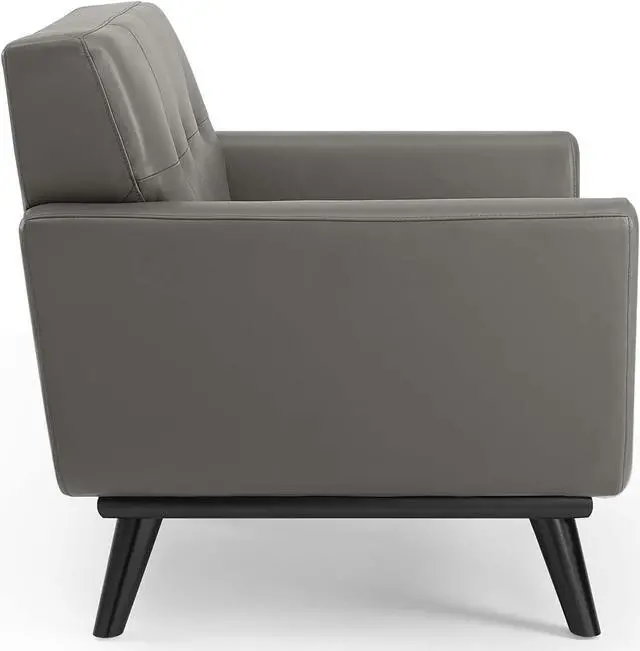 Alt view image 2 of 6 - Engage Top-Grain Leather Living Room Lounge Accent Armchair Gray