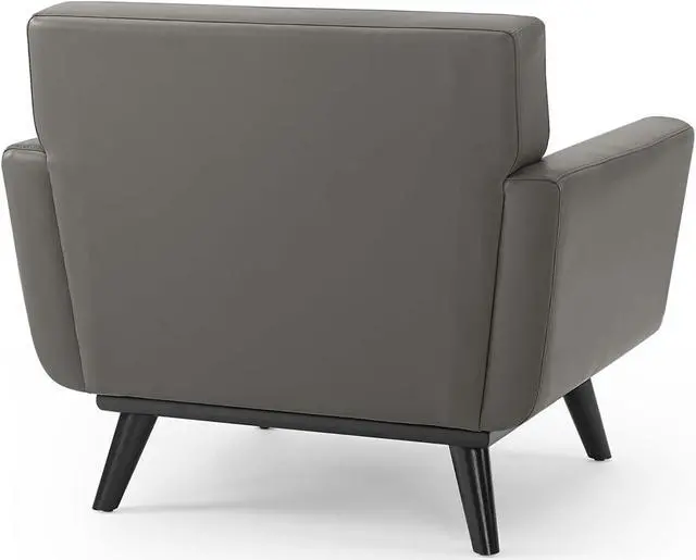 Alt view image 3 of 6 - Engage Top-Grain Leather Living Room Lounge Accent Armchair Gray