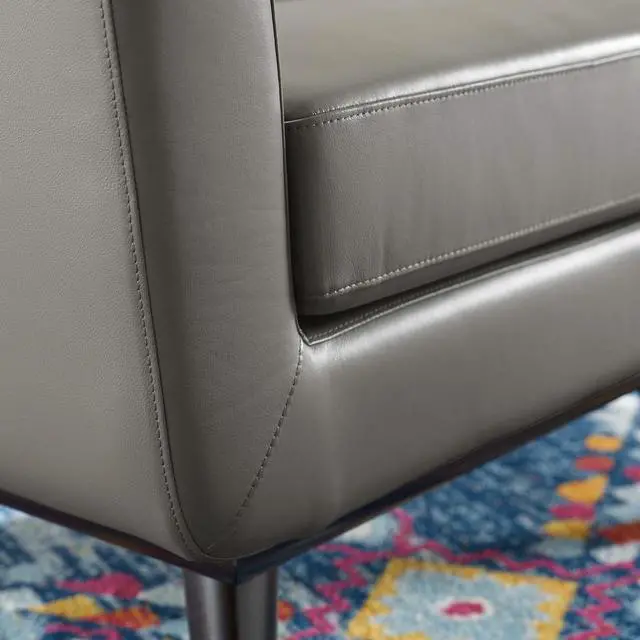 Alt view image 5 of 6 - Engage Top-Grain Leather Living Room Lounge Accent Armchair Gray