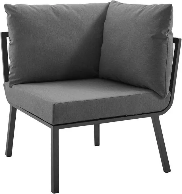 Alt view image 2 of 13 - Riverside 4 Piece Outdoor Patio Aluminum Sectional Gray Charcoal