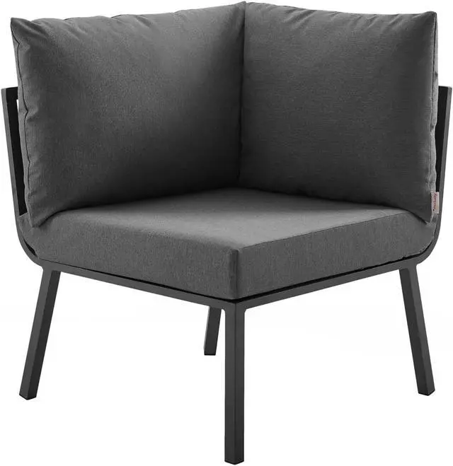 Alt view image 3 of 13 - Riverside 4 Piece Outdoor Patio Aluminum Sectional Gray Charcoal