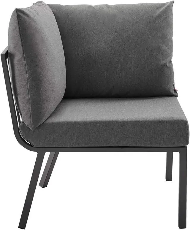 Alt view image 5 of 13 - Riverside 4 Piece Outdoor Patio Aluminum Sectional Gray Charcoal