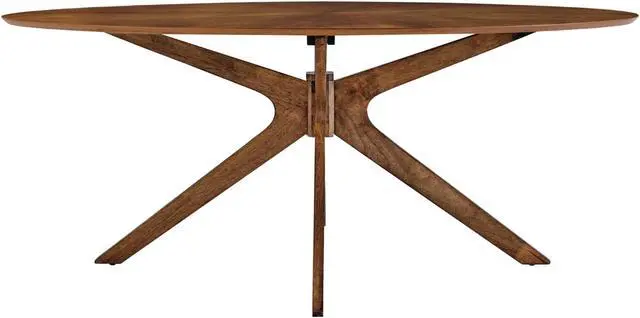 Alt view image 3 of 6 - Crossroads 71" Oval Wood Dining Table Walnut