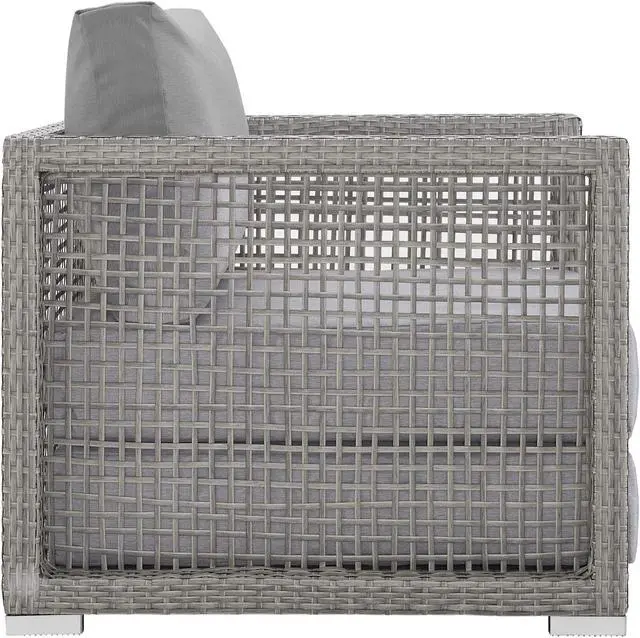 Alt view image 3 of 6 - Aura 4 Piece Outdoor Patio Wicker Rattan Set Gray Gray