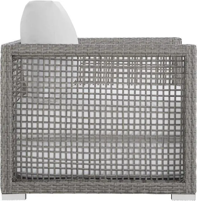 Alt view image 3 of 6 - Aura 4 Piece Outdoor Patio Wicker Rattan Set Gray White