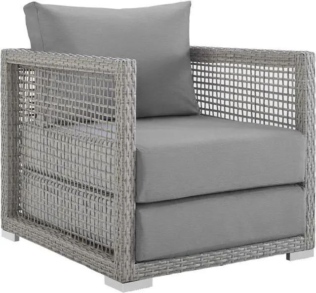 Alt view image 2 of 6 - Aura 3 Piece Outdoor Patio Wicker Rattan Set Gray Gray