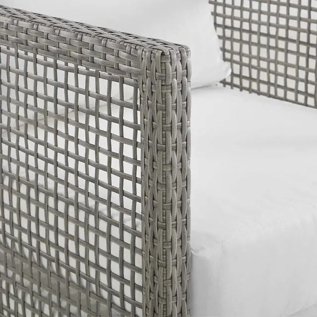 Alt view image 4 of 6 - Aura 3 Piece Outdoor Patio Wicker Rattan Set Gray White