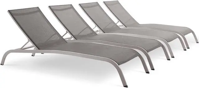 Main image of Savannah Outdoor Patio Mesh Chaise Lounge Set of 4 Gray