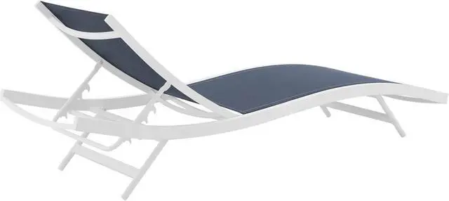 Alt view image 3 of 5 - Glimpse Outdoor Patio Mesh Chaise Lounge Set of 4 White Navy