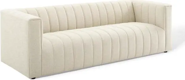 Main image of Reflection Channel Tufted Upholstered Fabric Sofa Beige