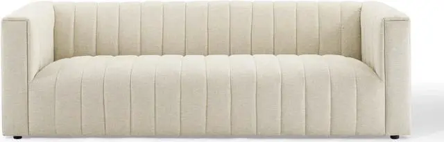 Alt view image 5 of 6 - Reflection Channel Tufted Upholstered Fabric Sofa Beige