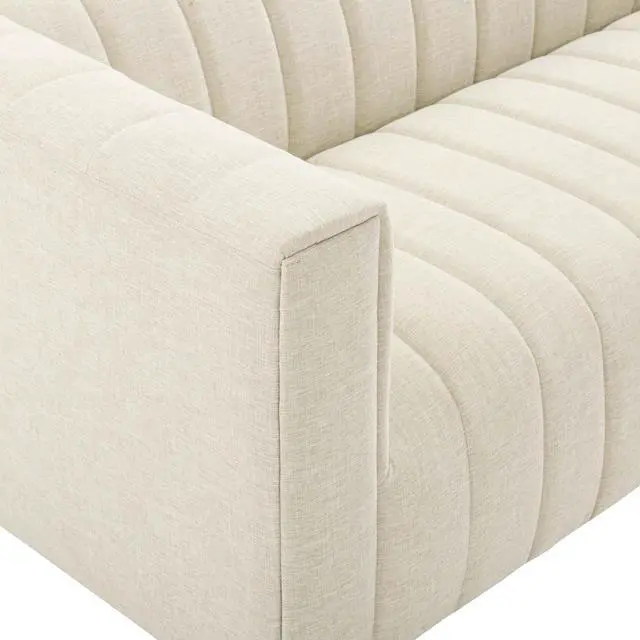Alt view image 6 of 6 - Reflection Channel Tufted Upholstered Fabric Sofa Beige