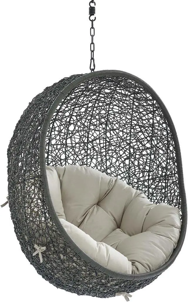 Alt view image 2 of 6 - Hide Sunbrella Fabric Swing Outdoor Patio Lounge Chair Without Stand Gray Beige