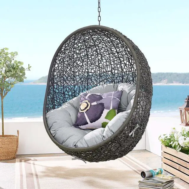 Alt view image 6 of 6 - Hide Sunbrella Fabric Swing Outdoor Patio Lounge Chair Without Stand Gray Gray