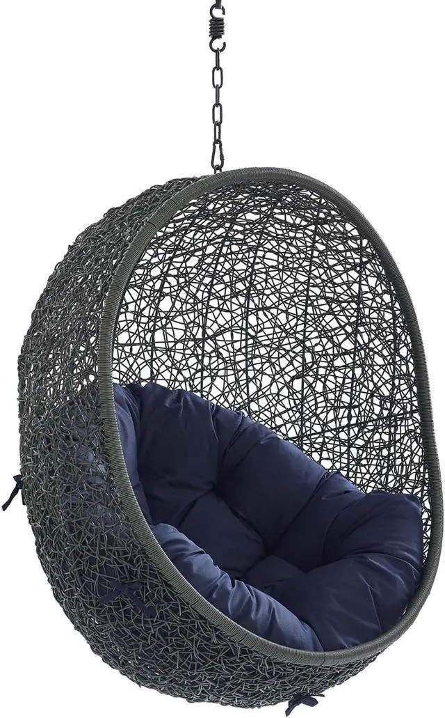 Alt view image 2 of 6 - Hide Sunbrella Fabric Swing Outdoor Patio Lounge Chair Without Stand Gray Navy