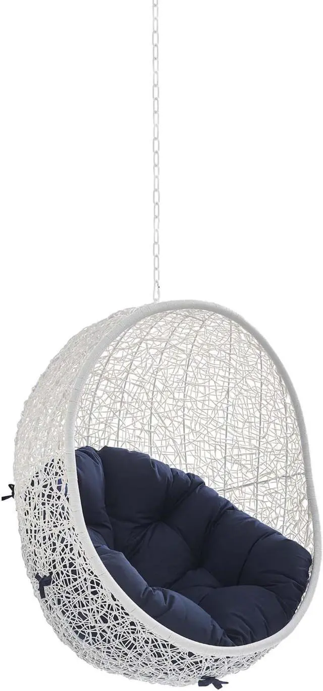 Main image of Hide Sunbrella Fabric Swing Outdoor Patio Lounge Chair Without Stand White Navy