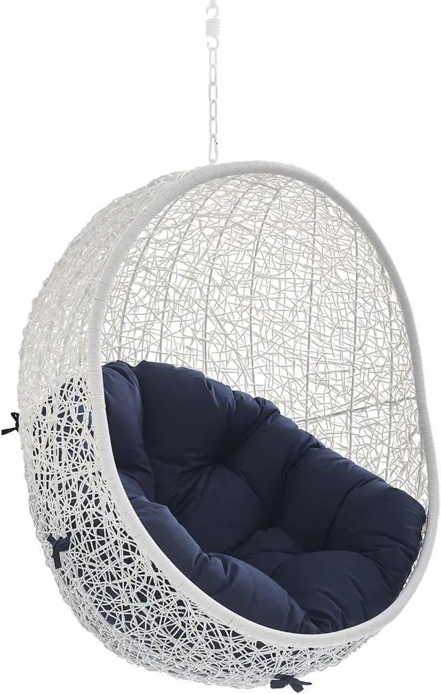Alt view image 2 of 6 - Hide Sunbrella Fabric Swing Outdoor Patio Lounge Chair Without Stand White Navy