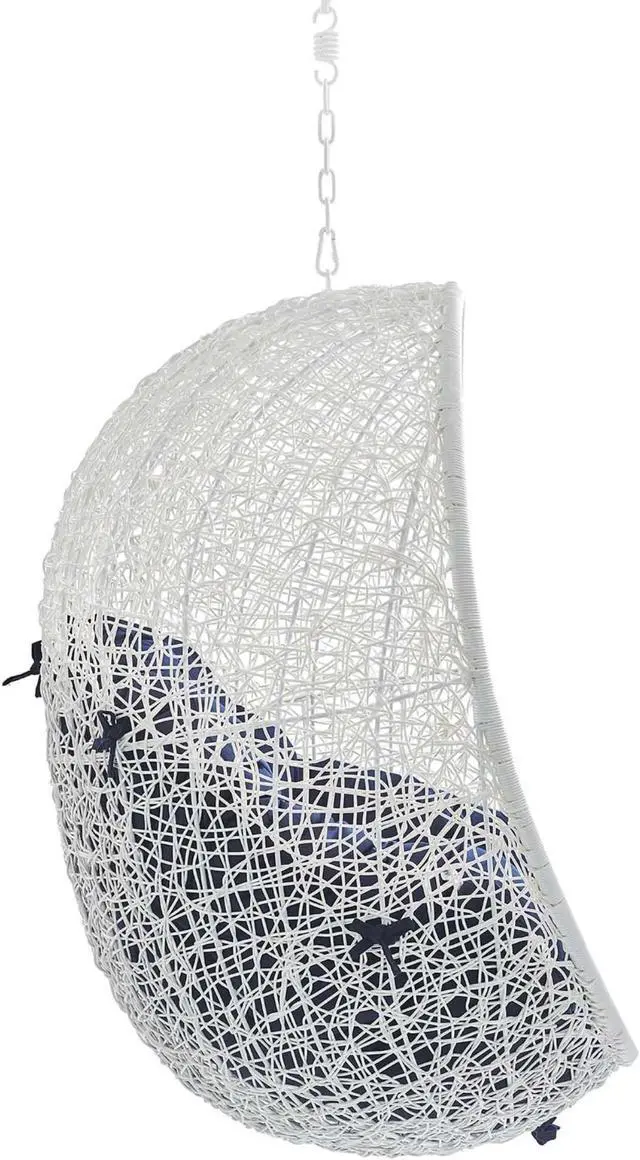 Alt view image 3 of 6 - Hide Sunbrella Fabric Swing Outdoor Patio Lounge Chair Without Stand White Navy