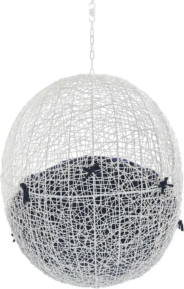 Alt view image 4 of 6 - Hide Sunbrella Fabric Swing Outdoor Patio Lounge Chair Without Stand White Navy