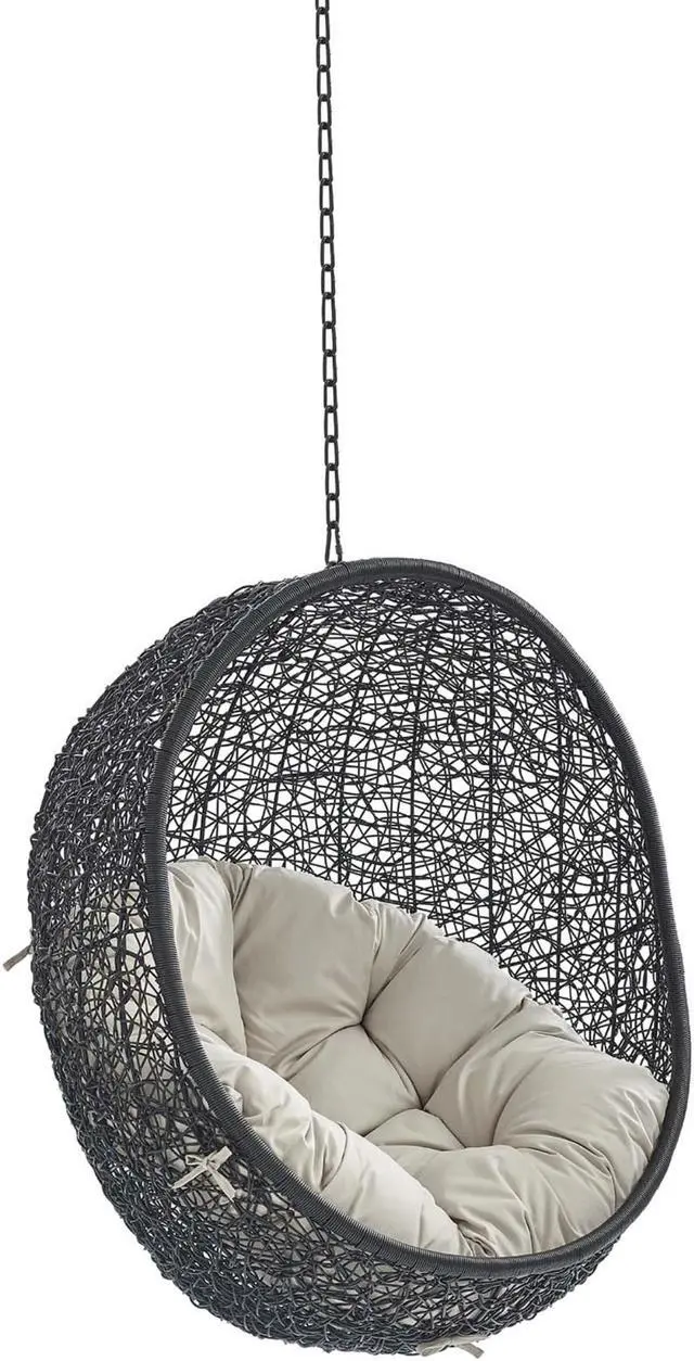 Main image of Encase Sunbrella Fabric Swing Outdoor Patio Lounge Chair Without Stand Black Beige