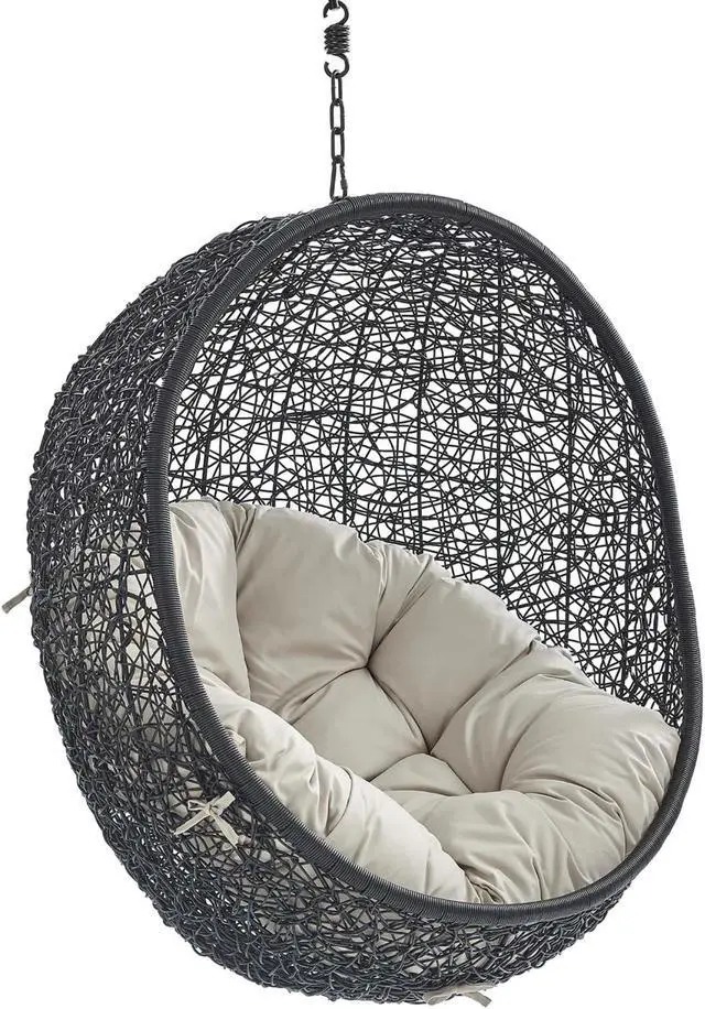 Alt view image 2 of 6 - Encase Sunbrella Fabric Swing Outdoor Patio Lounge Chair Without Stand Black Beige