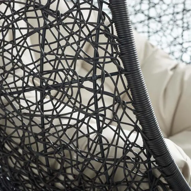 Alt view image 5 of 6 - Encase Sunbrella Fabric Swing Outdoor Patio Lounge Chair Without Stand Black Beige