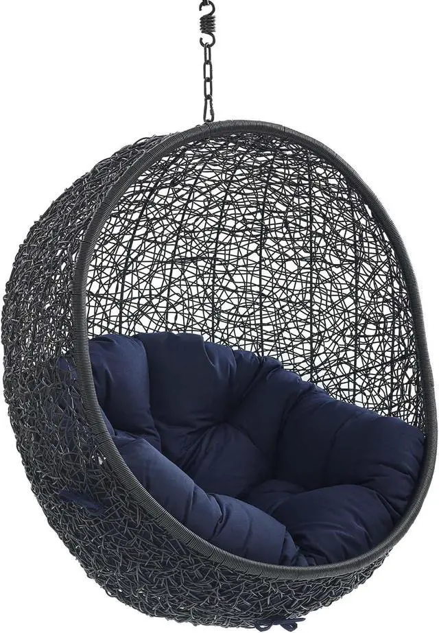 Alt view image 2 of 6 - Encase Sunbrella Fabric Swing Outdoor Patio Lounge Chair Without Stand Black Navy