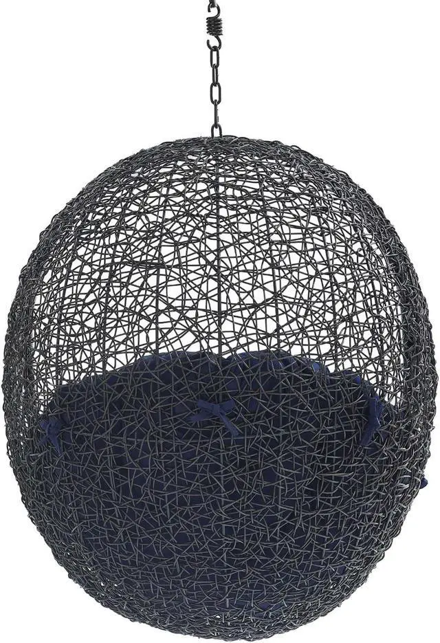 Alt view image 4 of 6 - Encase Sunbrella Fabric Swing Outdoor Patio Lounge Chair Without Stand Black Navy