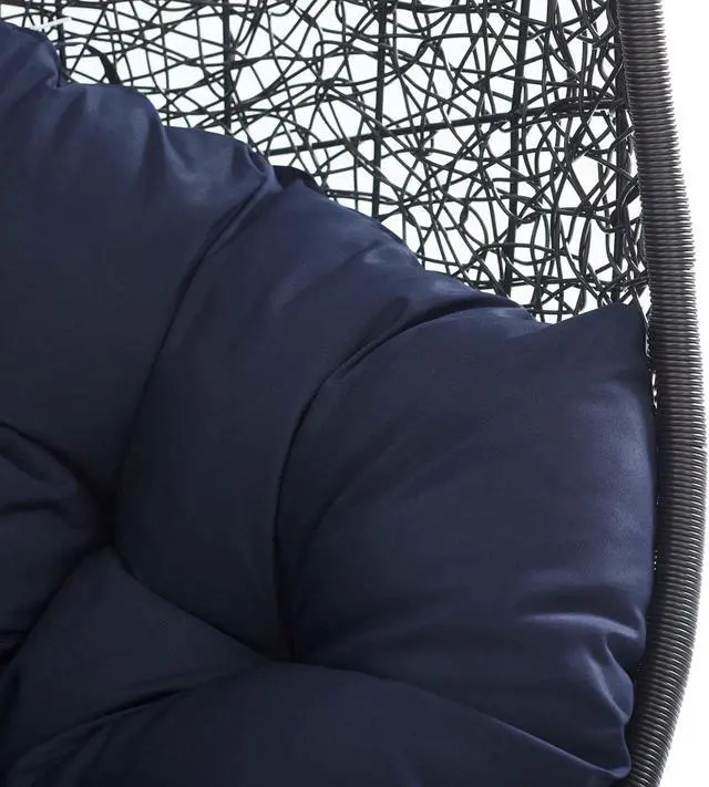 Alt view image 5 of 6 - Encase Sunbrella Fabric Swing Outdoor Patio Lounge Chair Without Stand Black Navy