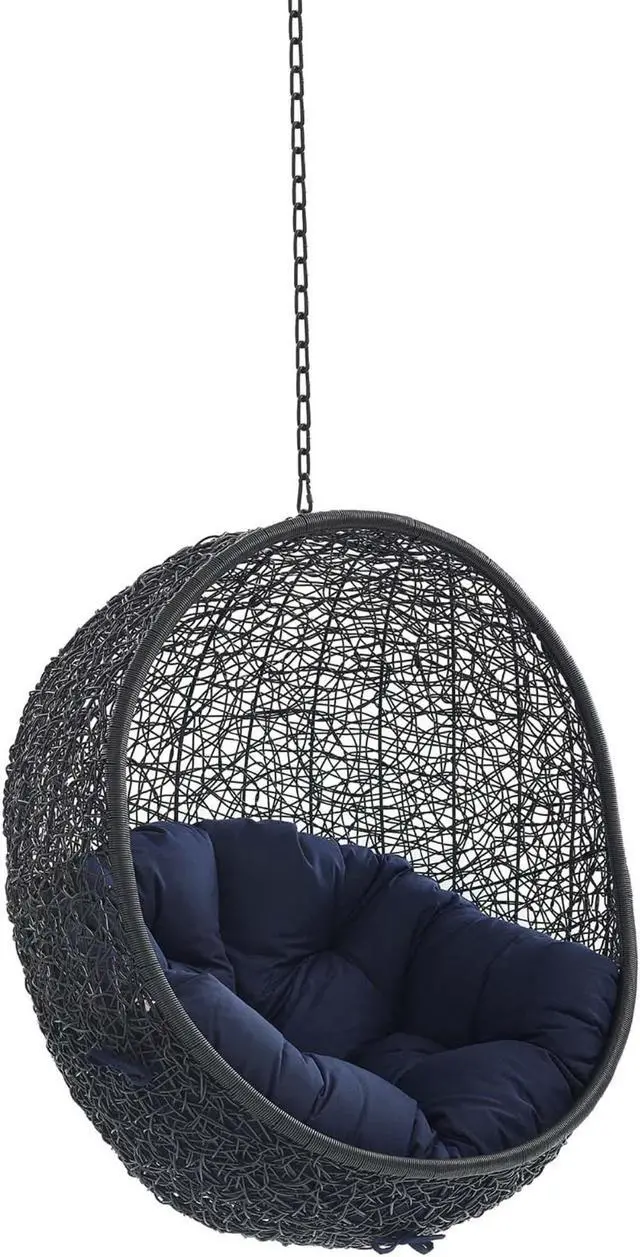 Main image of Encase Sunbrella Fabric Swing Outdoor Patio Lounge Chair Without Stand Black Navy