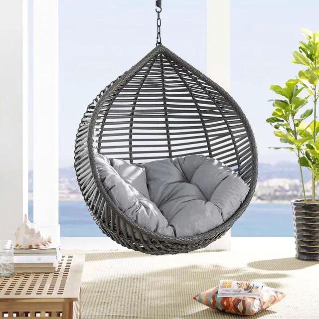 Alt view image 5 of 11 - Garner Teardrop Outdoor Patio Swing Chair Without Stand Gray Gray