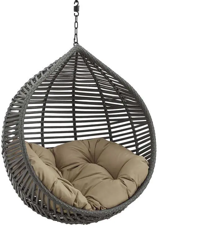Alt view image 2 of 10 - Garner Teardrop Outdoor Patio Swing Chair Without Stand Gray Mocha